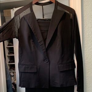 Black Blazer with Mesh Details